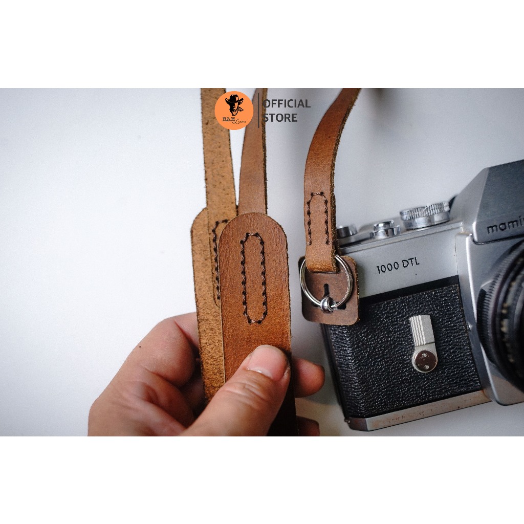 Dây máy ảnh da bò thật cho Sony, Fujifilm, Canon, Nikon - RAM Leather A6 mộc