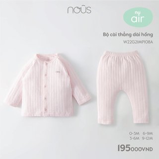 Bộ cài thẳng dài Nous xanh lam và hồng cho bé (size 0-12 tháng)