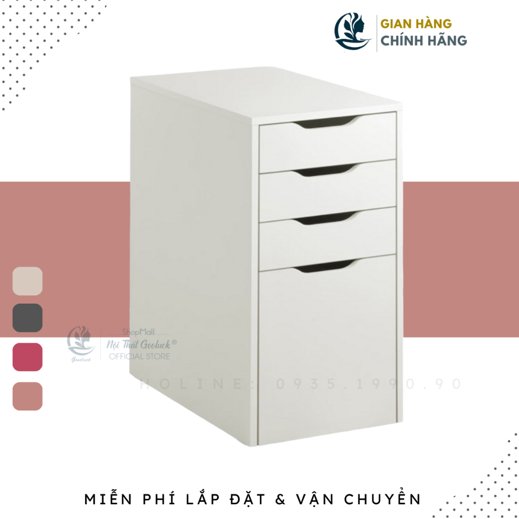 Tủ 4 ngăn kéo ikea Goodluck đã lắp ráp làm tủ kéo dưới bàn cho bàn làm việc thiết kế ikea GLTI501