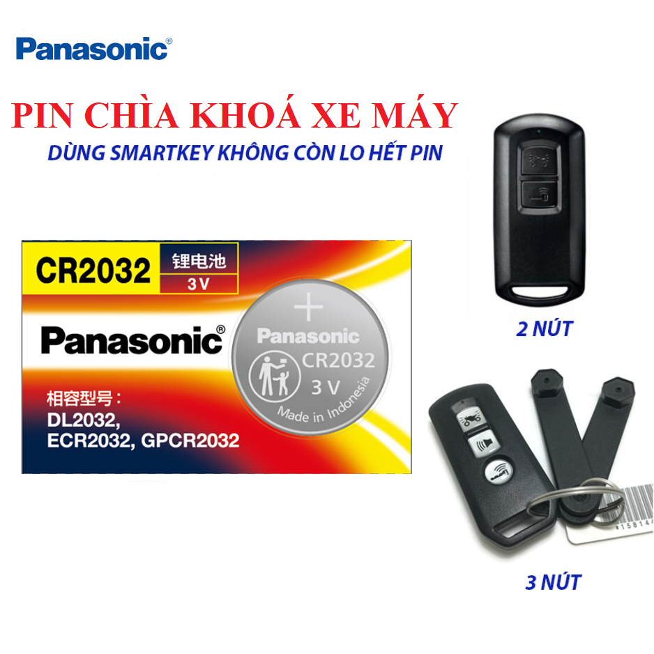 PIN CHÌA KHÓA xe máy ĐIỀU KHIỂN PANASONIC CR2032 SMARTKEY HONDA SH, VISION, LEAD, AB, PCX, VARIO