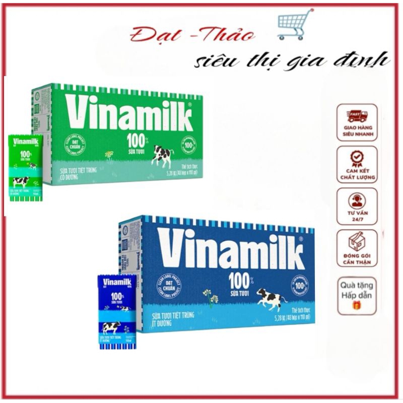 Thùng sữa tươi Vinamilk 100% (48hộp×110ml)