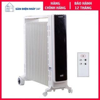 Máy sưởi dầu TIROSS TS9215,15 thanh,Có điều khiển,Hẹn giờ,Giá phơi,Công suất 2800W,Hàng chính hãng,Bào hành 12  tháng