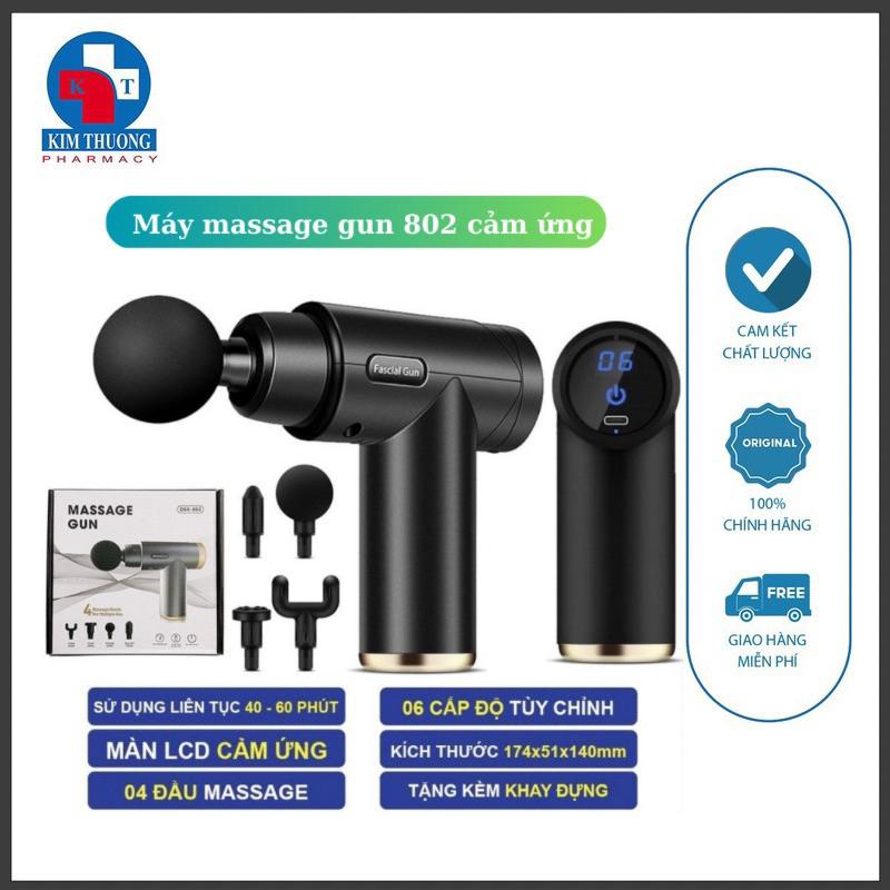 [ Quà tặng] Máy massage Cơ Gun OSK-802 cao cấp 4 đàu 6 chế độ rung sạc Type C cao cấm - Sung massage