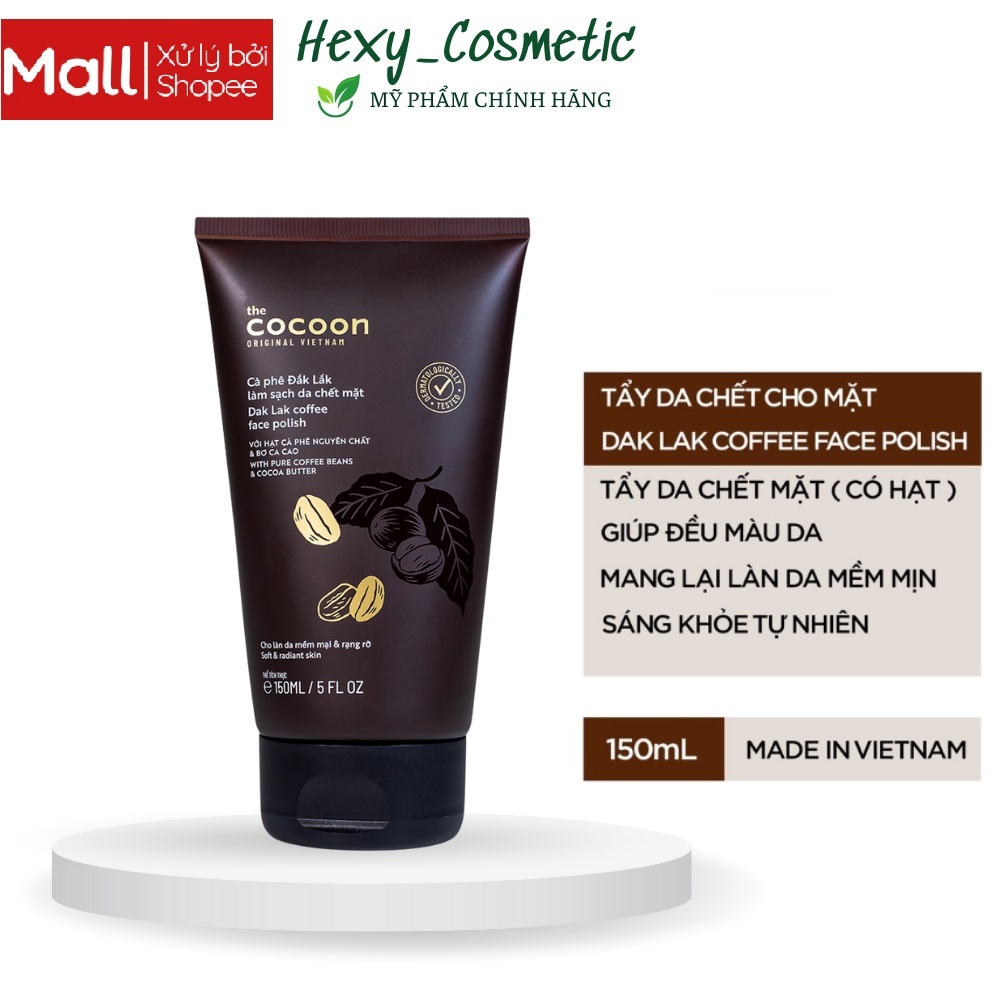 Tẩy da chết mặt cà phê Đắk Lắk Cocoon 150ml Dak Lak coffee face polish chính hãng