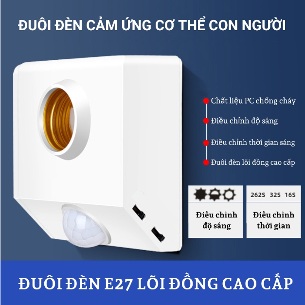 Đuôi đèn cảm biến chuyển động E27 Loại tốt Nút gạt dễ dàng điều chỉnh nhiều lựa chọn