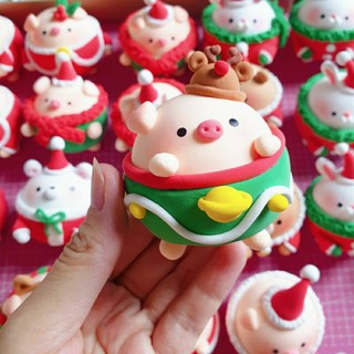 Hoa đất sét handmade| quà tặng giáng sinh| Heo giáng sinh