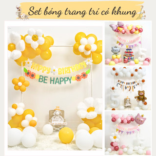 Set bóng trang trí sinh nhật có khung dễ thương dễ làm dành cho bé