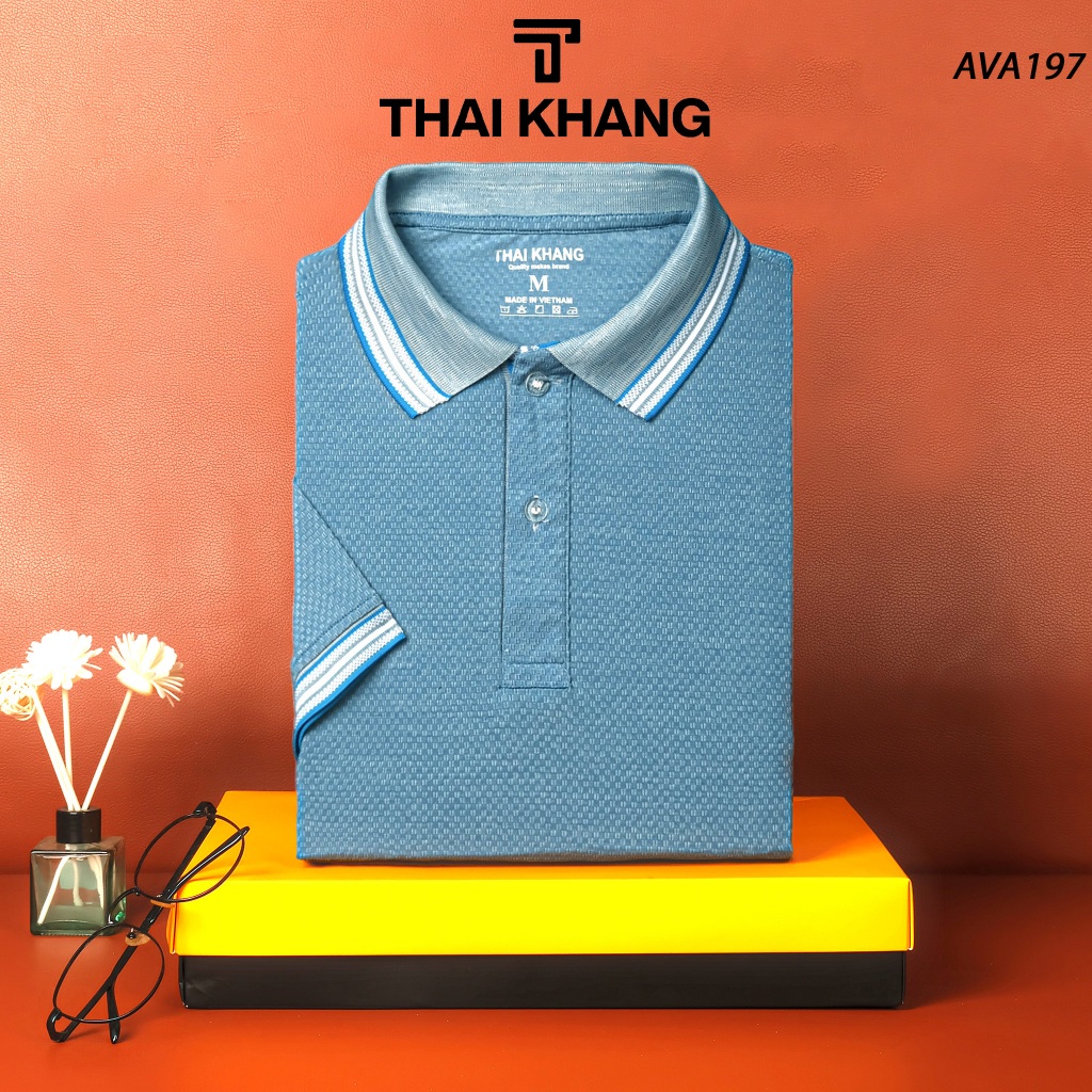 Ao thun nam trung niên Thái Khang áo polo thun lạnh họa tiết cao cấp ATHUN19