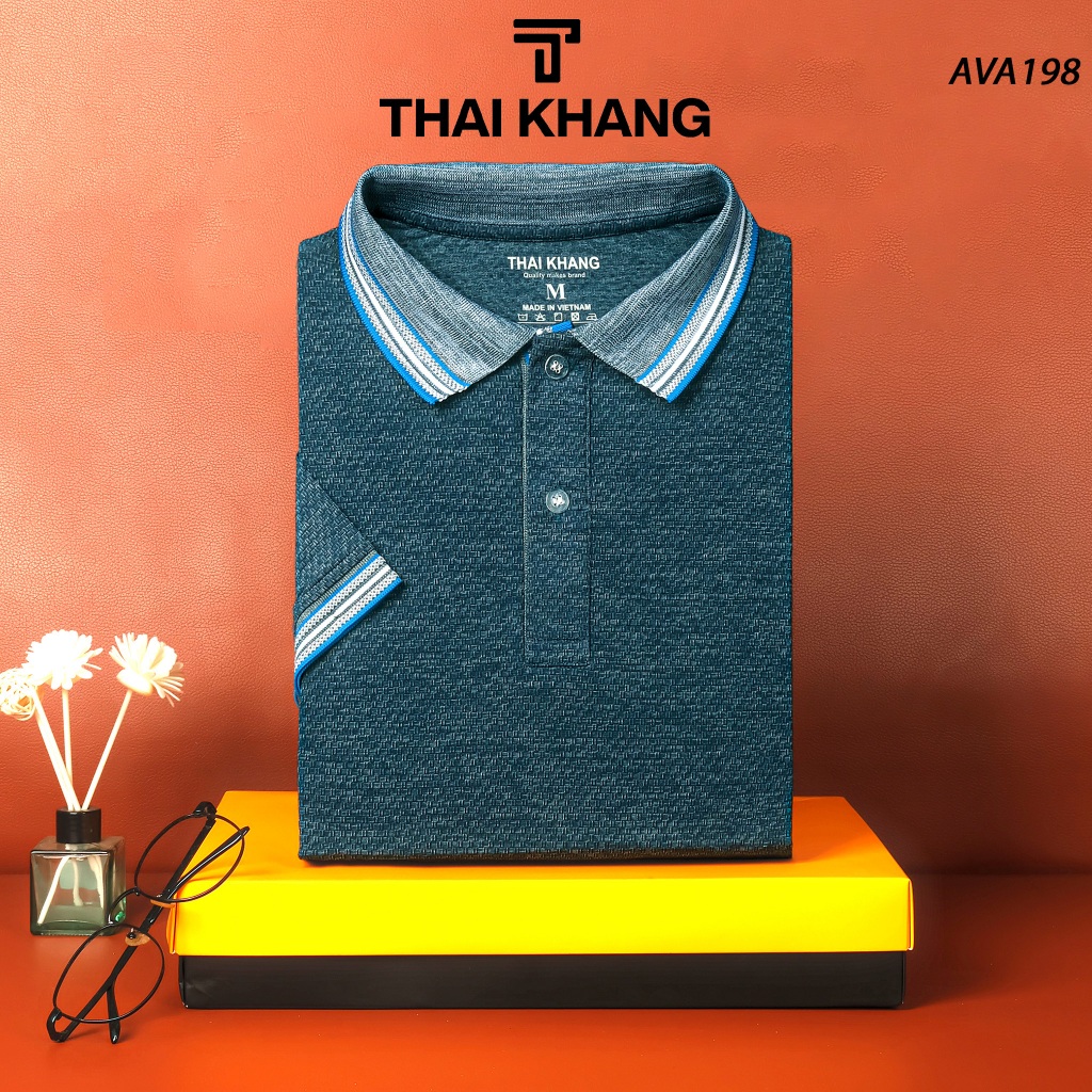 Ao thun nam trung niên Thái Khang áo polo thun lạnh họa tiết cao cấp ATHUN19