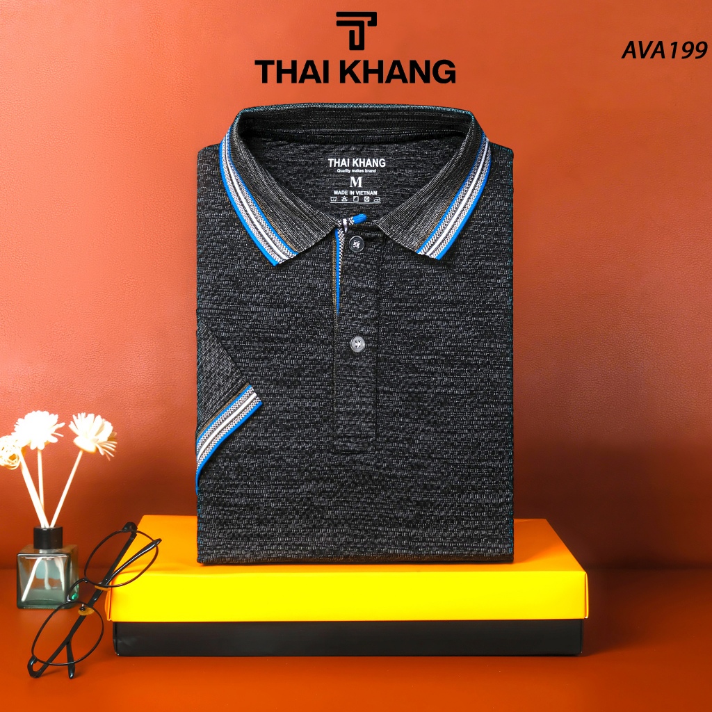 Ao thun nam trung niên Thái Khang áo polo thun lạnh họa tiết cao cấp ATHUN19