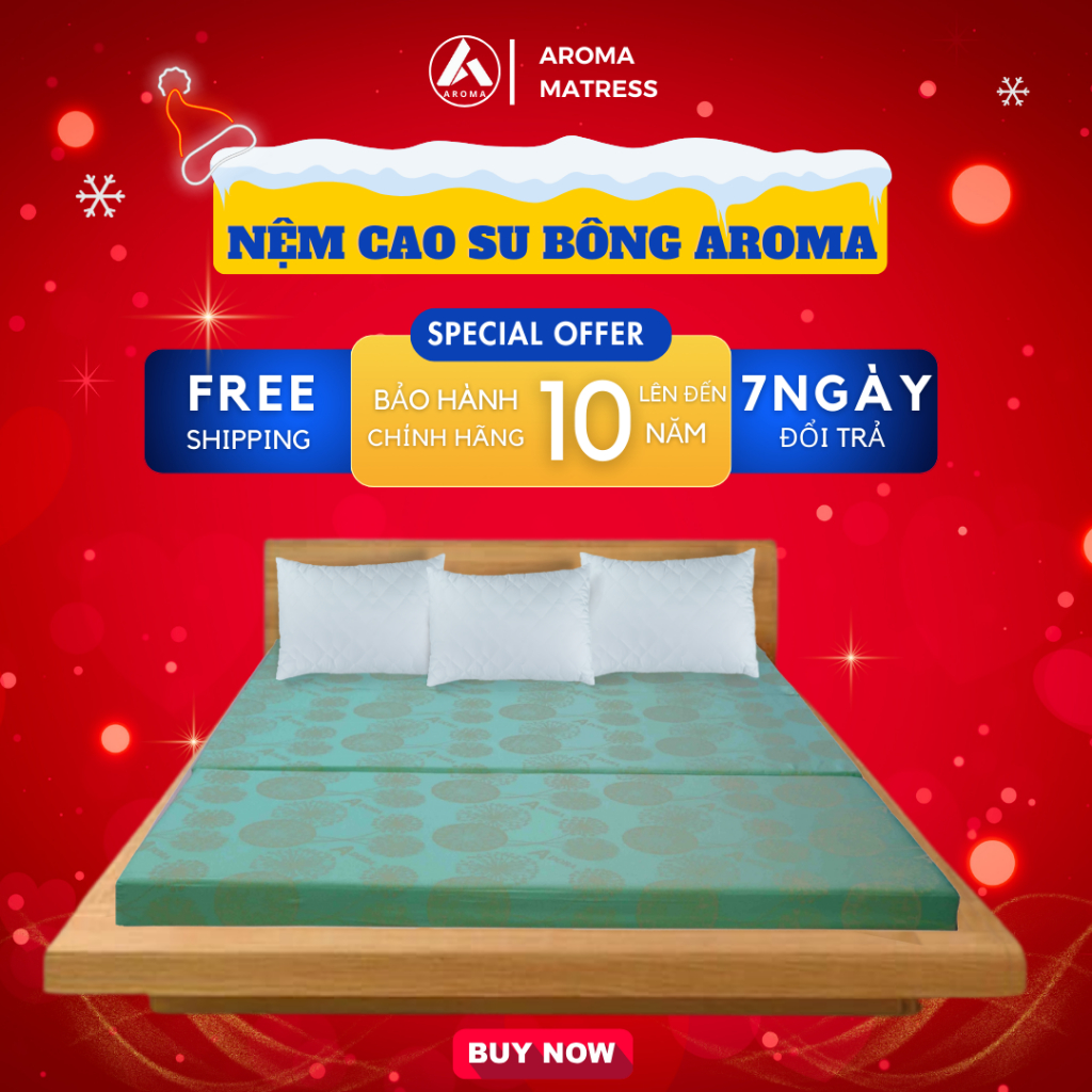 Nệm Cao Su Bông Aroma Gấp 3, Nhỏ Gọn, Êm Ái, Bảo Hành 10 năm