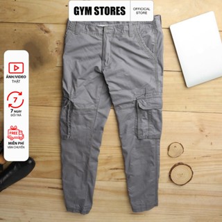  Quần dài cargo túi hộp nam quần ống suông dài vải kaki cao cấp không co giãn – Size 29 đến 36 