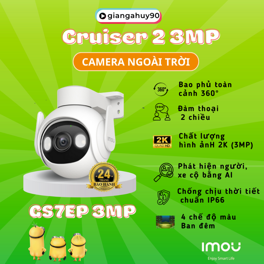 IPC-GS7EP-3M0WE-Camera Imou Cruiser 2 độ phân giải 3Mp , thu âm giọng nói, đàm thoại 2 chiều, phát h