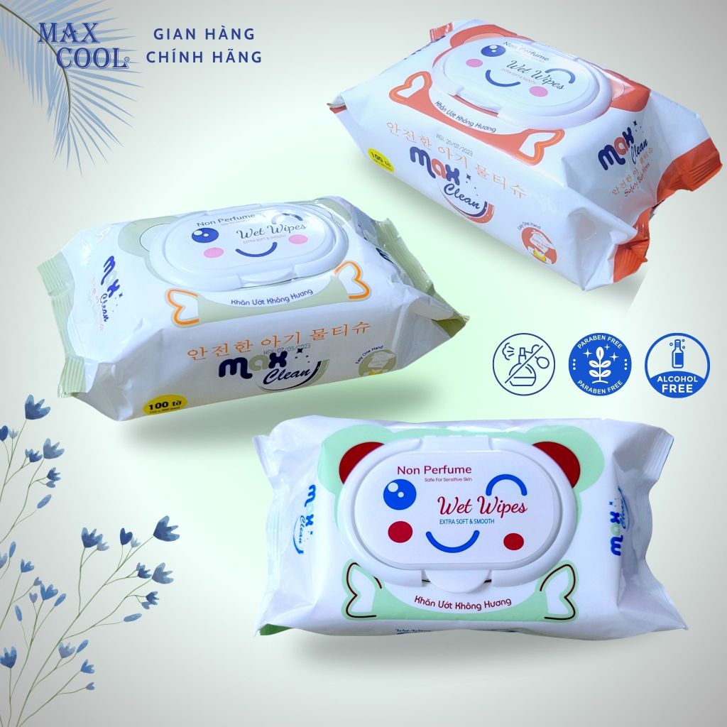 1 gói khăn ướt Max Clean 100 tờ - không hương