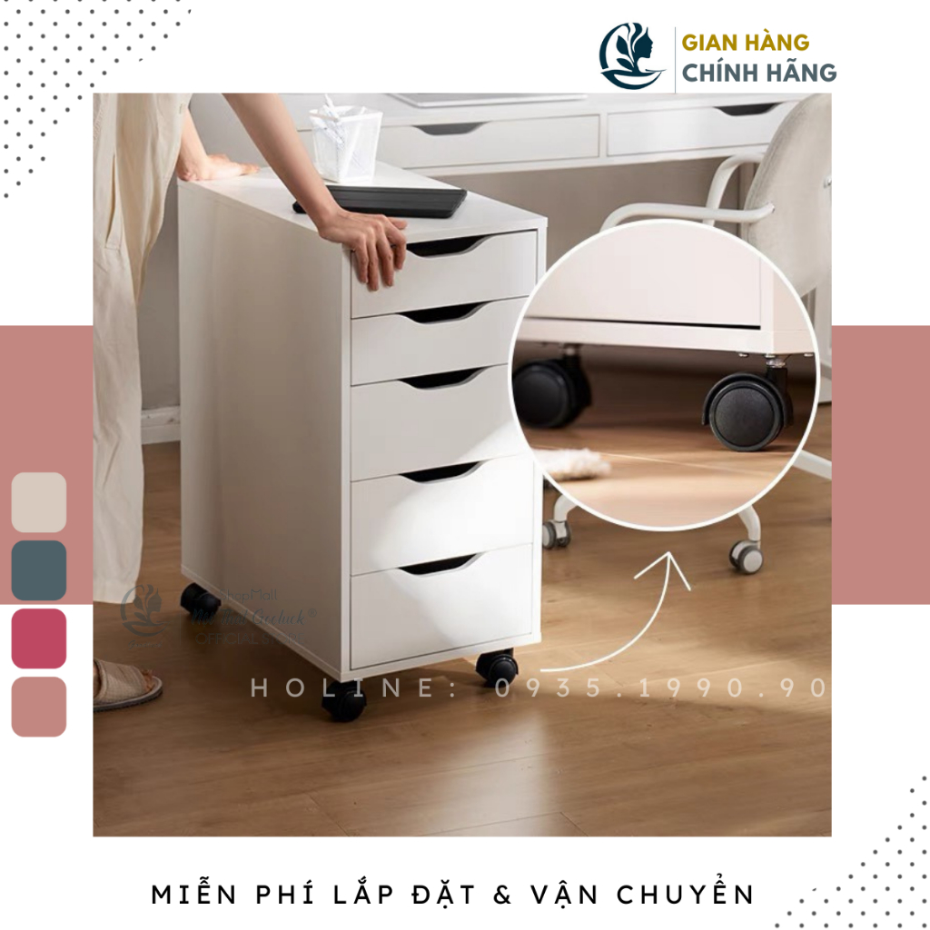 Tủ 4 ngăn kéo ikea Goodluck đã lắp ráp làm tủ kéo dưới bàn cho bàn làm việc thiết kế ikea GLTI501