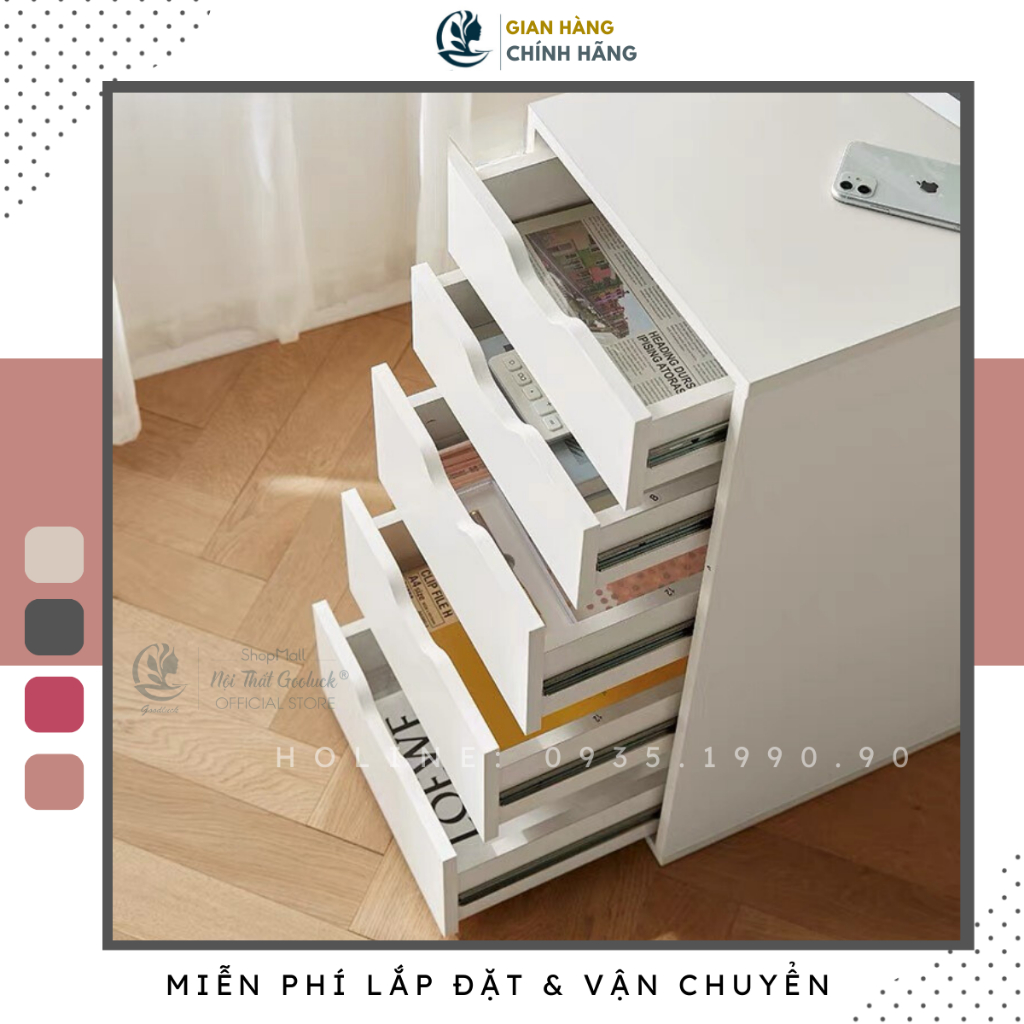 Tủ 4 ngăn kéo ikea Goodluck đã lắp ráp làm tủ kéo dưới bàn cho bàn làm việc thiết kế ikea GLTI501