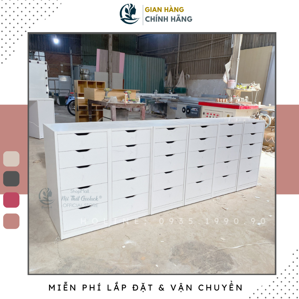 Tủ 4 ngăn kéo ikea Goodluck đã lắp ráp làm tủ kéo dưới bàn cho bàn làm việc thiết kế ikea GLTI501