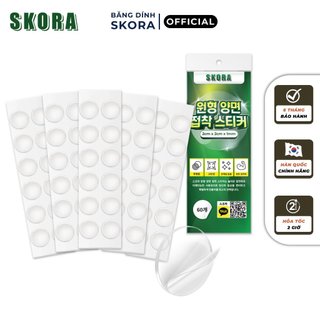 Miếng dán tường Skora (60 miếng) băng dính 2 mặt trong suốt siêu dính thương hiệu Hàn Quốc đa năng bảo hành 6 tháng