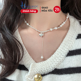 Vòng cổ Choker ngọc trai nuôi nước ngọt hạt ngọc trai nhí mix charm bạc cao cấp - DB2814 - Bảo Ngọc Jewelry