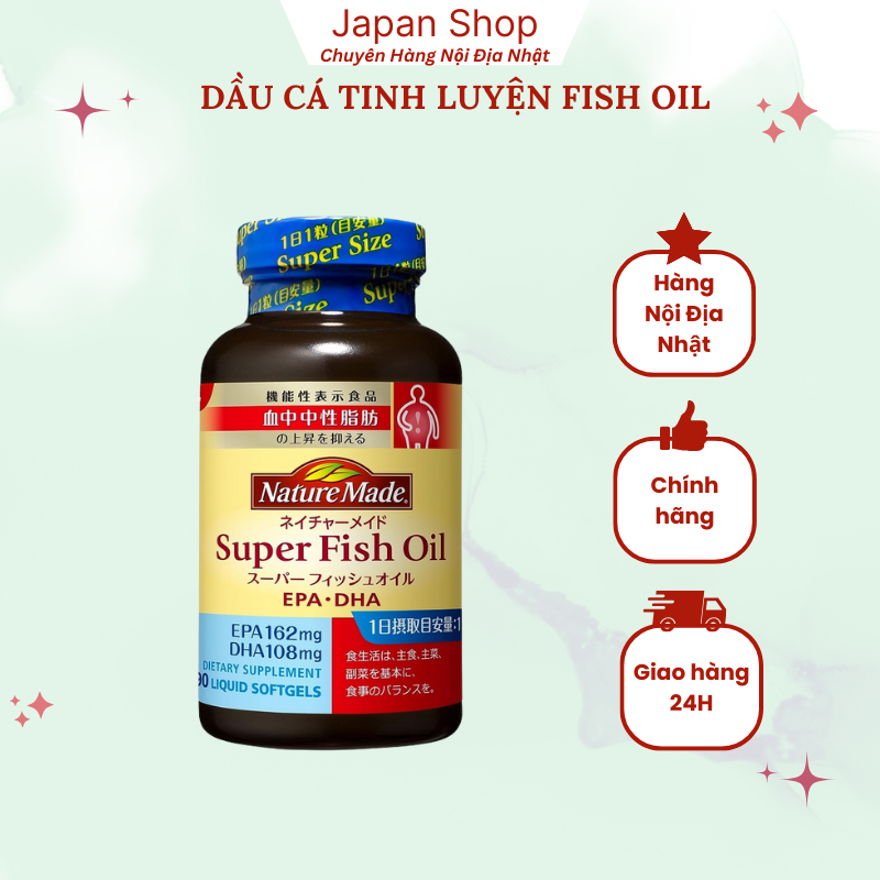 [ C® Bill Nhật] Dầu Cá SUPER FISH OIL NATURE MADE Nhật Bản [ Hãng Mỹ sản xuất tại Nhật]