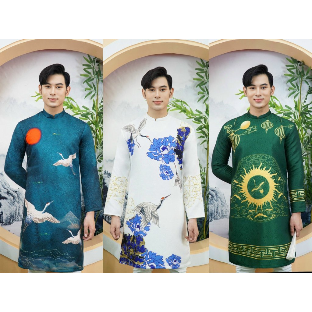 Áo dài cách tân có big size 92kg vải gấm cao cấp in họa tiết tết 2024
