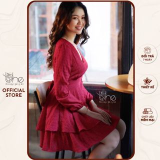  Đầm dự tiệc tay dài sang trọng She váy đi biển hoa nhí đầm voan hoa tôn dáng SDX127 