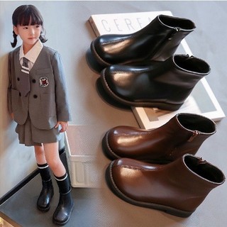 Giày boot da pu bé gái mẫu mới 2023, giày bốt da bé gái đế êm mềm