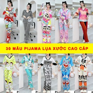 Bộ Pijama Tay Bèo Thương Vải Lụa Xước Cao Cấp Không nhăn Chất Cực Mát