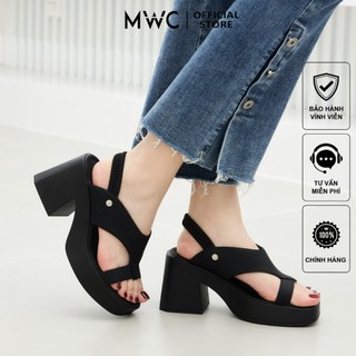 Giày sandal nữ mwc 2448 - sandal nữ gót cao quai ngang cách điệu phối quai hậu