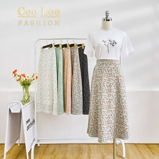 [🔥 HOT] Set áo thun chân váy đẹp Hàn Quốc/ Bộ áo thun và chân váy lụa hoa nhí