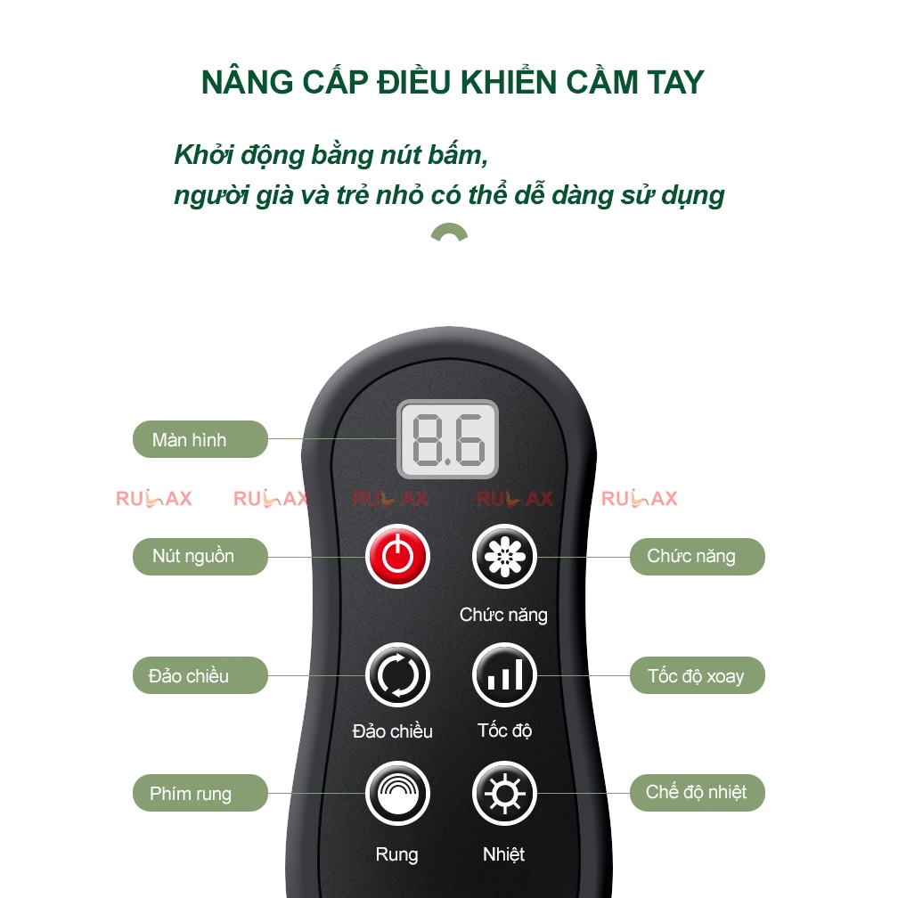 Gối Massage Cổ Vai Gáy Hồng Ngoại RULAX RL19 PLUS Phiên Bản Cao Cấp Kết Hợp Nam Châm,Kèm Điều Khiển |BH 12 Tháng|