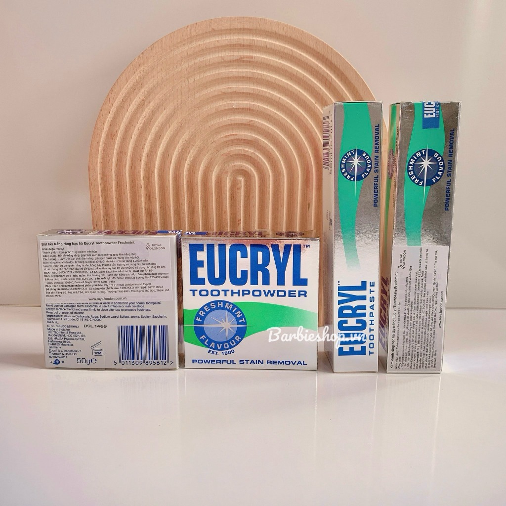 Bột Trắng Răng + Kem Đánh Răng Eucryl Của Anh giúp răng trắng sáng