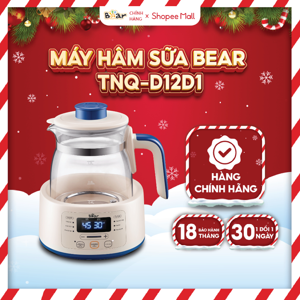 Máy Đun Nước BEAR đa năng hâm sữa thông minh, khử Clo, pha sữa an toàn cho bé - TNQ-D12D1