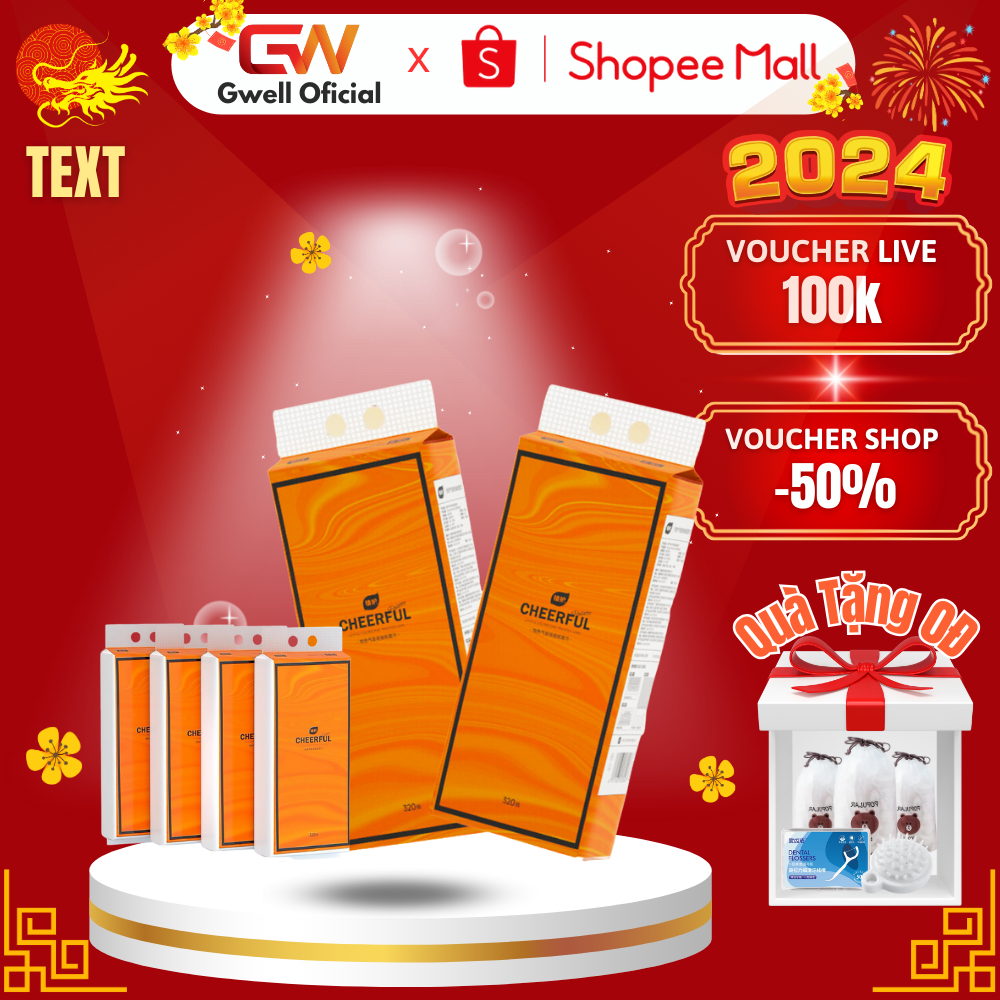 Giấy vệ sinh đa năng GWELL CHEERFUL treo tường dạng rút, chất liệu gỗ nguyên sinh 1 túi 1280 tờ