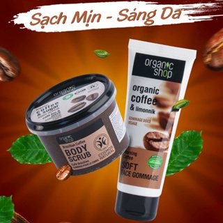Tẩy tế bào chết toàn thân Organic Shop Coffee &amp; Sugar Body Scrub, tẩy da chết cà phê nhập khẩu Camy cosmetic