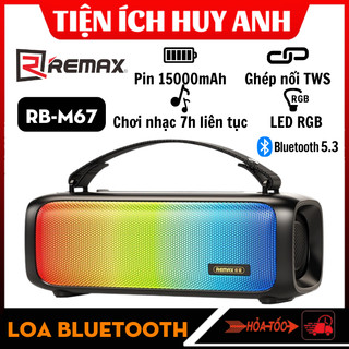 Loa bluetooth remax rb-m67 - loa bluetooth quai xách - đèn led rgb , thời gian chơi nhạc lâu - màng loa kép âm thanh hay