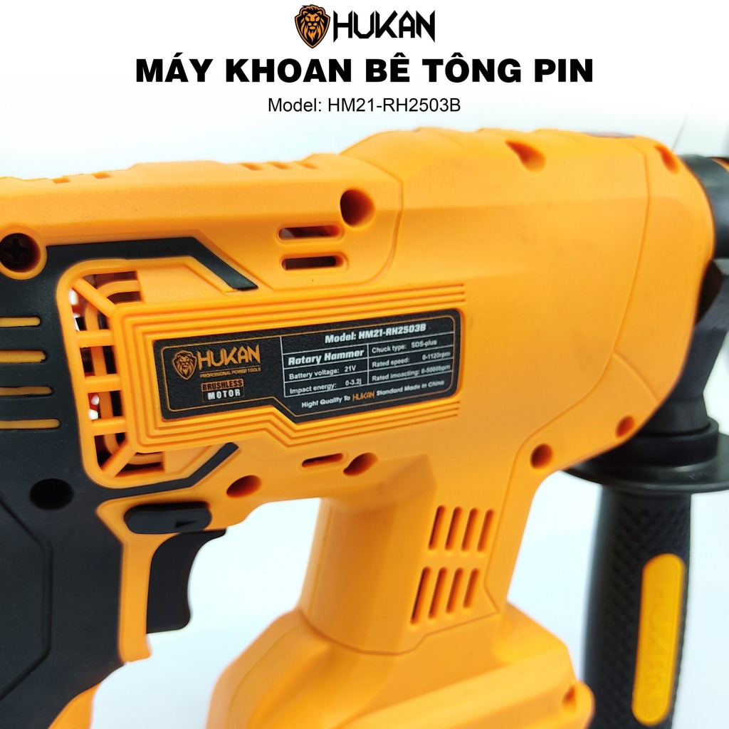 Thân Máy Khoan Bê Tông Pin HUKAN HM21-RH2503B Động Cơ Không Thổi Than 3 Chức Năng Tặng Kèm 5 Mũi