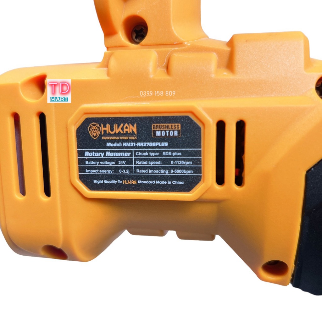 Thân Máy Khoan Bê Tông Pin HUKAN HM21-RH2706PLUS Động Cơ Không Thổi Than 4 Chức Năng Tặng Kèm 5 Mũi