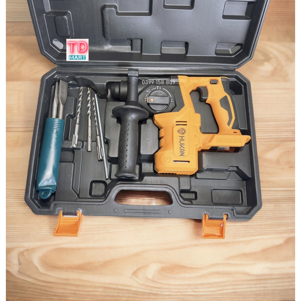 Thân Máy Khoan Bê Tông Pin HUKAN HM21-RH2706PLUS Động Cơ Không Thổi Than 4 Chức Năng Tặng Kèm 5 Mũi