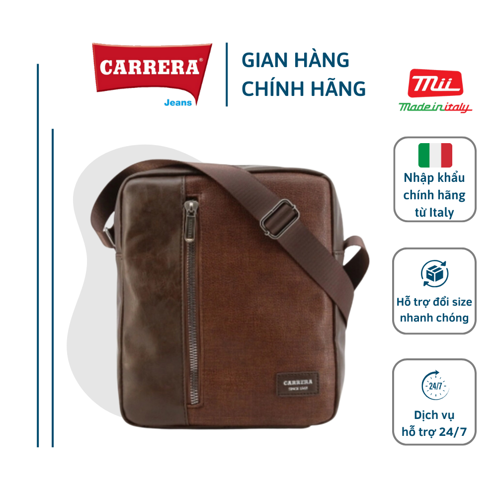 Túi Đeo Chéo Nam Cao Cấp CARRERA JEANS Dây Đeo Tùy Chỉnh - Nhập Khẩu Chính Hãng Từ Ý_LUCKY_CB6527_DKBROWN