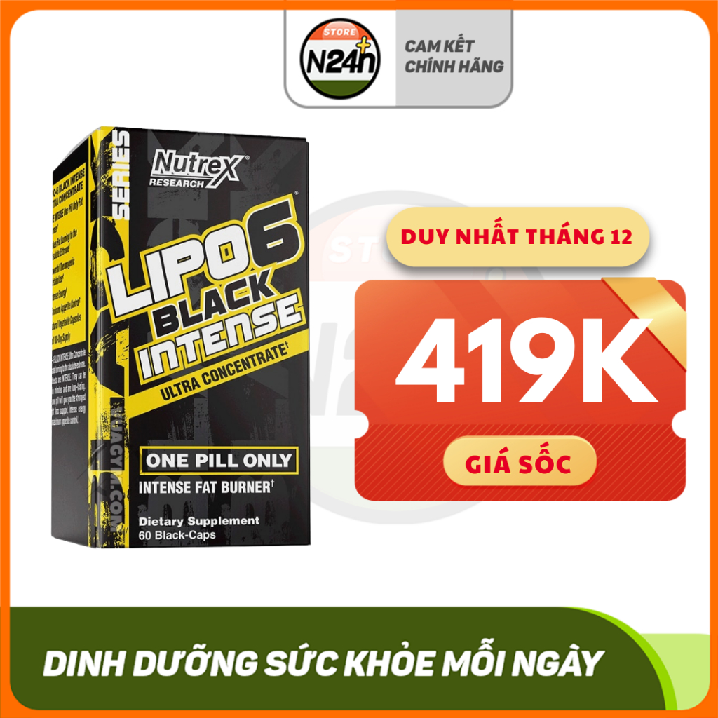 NUTREX - LIPO 6 BLACK INTENSE 60 VIÊN - CAM KẾT CHÍNH HÃNG | hỗ trợ đốt mỡ mạnh mẽ