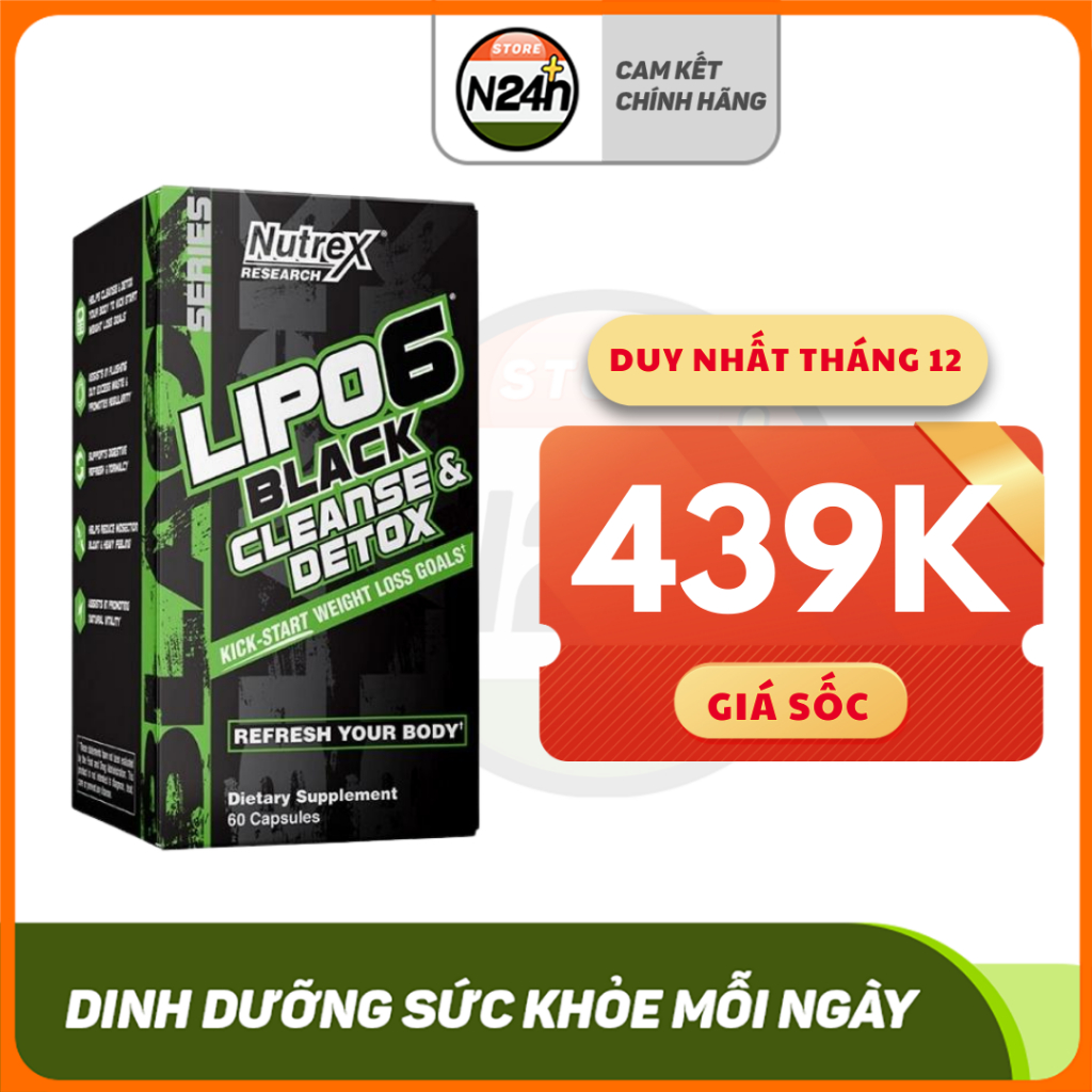 NUTREX LIPO 6 BLACK CLEANSE & DETOX 60 VIÊN Detox Thanh Lọc Cơ Thể Giúp Giảm Cân Trong 7 Ngày - USA
