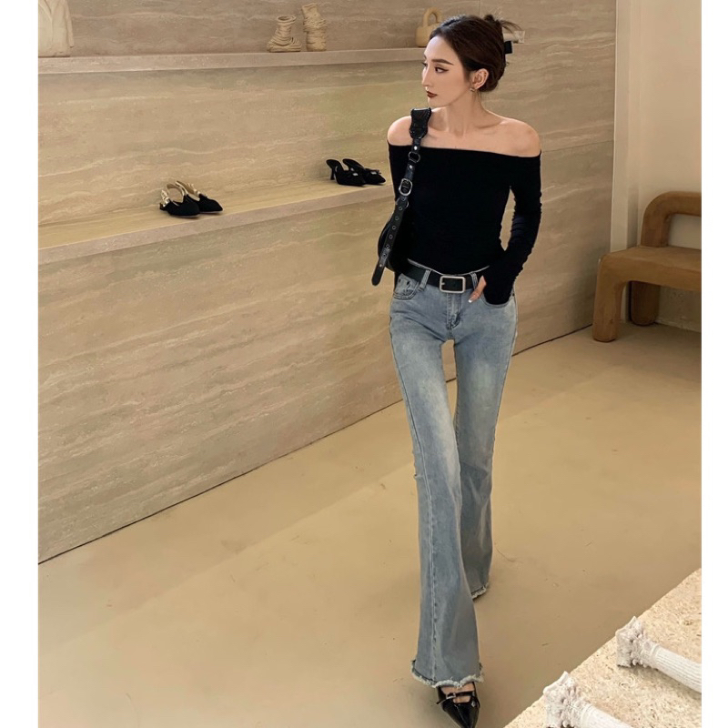 Áo bẹt vai tay dài chất thun xịn