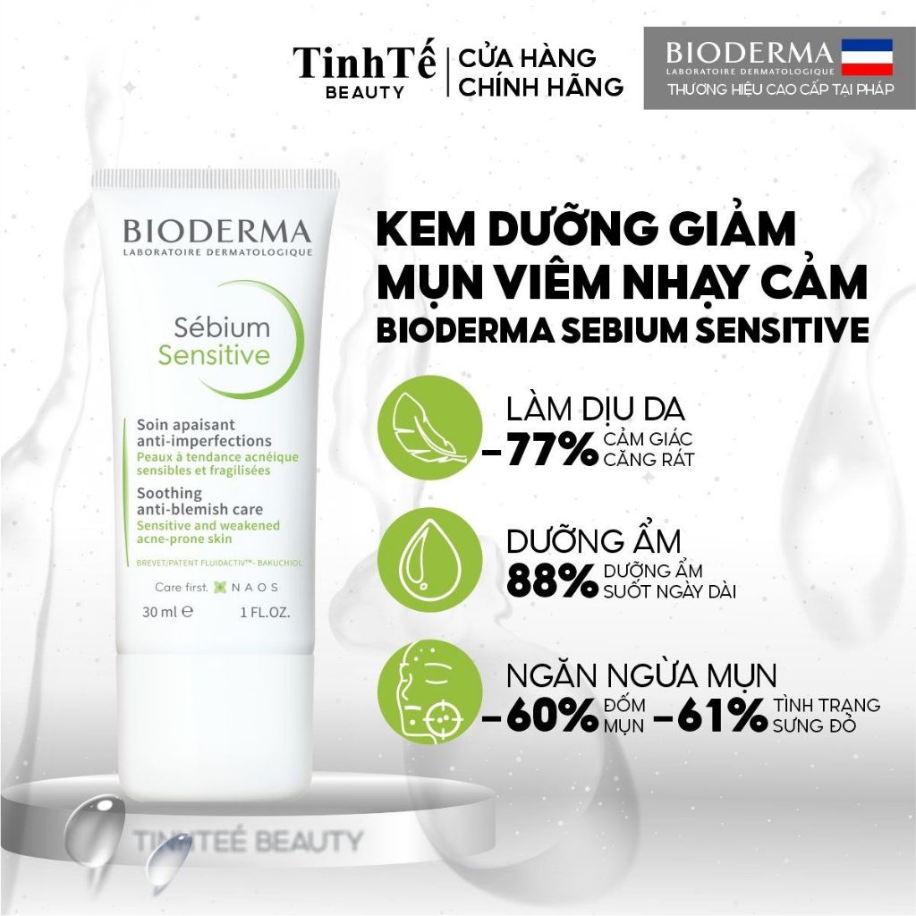 Kem dưỡng giảm mụn viêm nhạy cảm Bioderma Sebium Sensitive - 30 ml