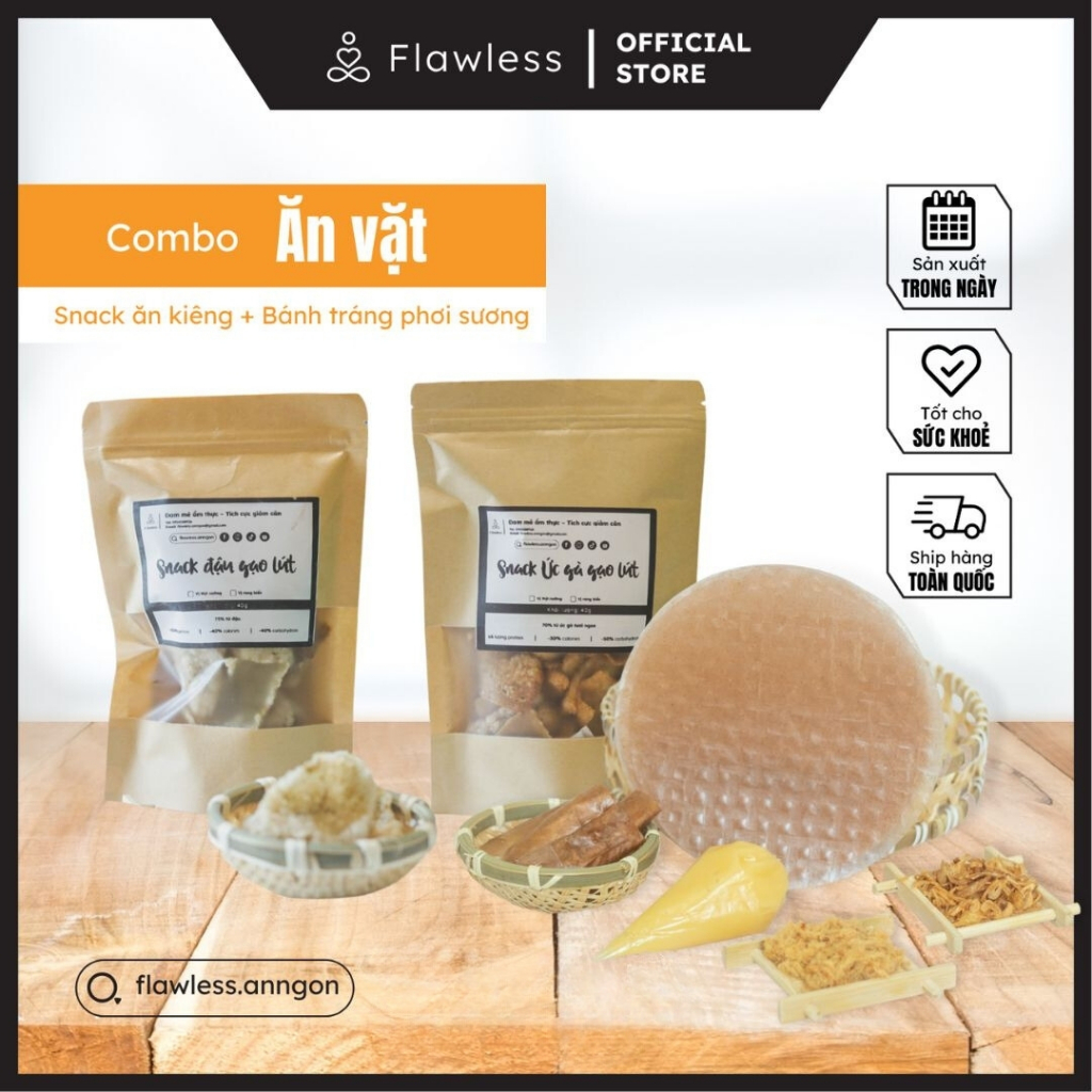 COMBO Ăn vặt Flawless Ăn ngon | Thực phẩm healthy, đồ ăn kiêng eatclean, tăng cơ, giảm mỡ, giảm cân