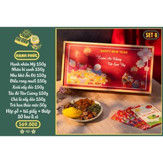 Set quà tết 2024 - set 8 hạnh phúc 8 món 1994food - bí, điều, hn, chà là, xoài, nho, táo đỏ, trà hoa