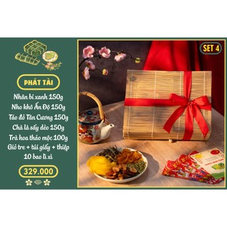 Set quà tết 2024 - set 4 phát tài 5 món: bí xanh, chà là, trà,táo đỏ, nho ấn độ