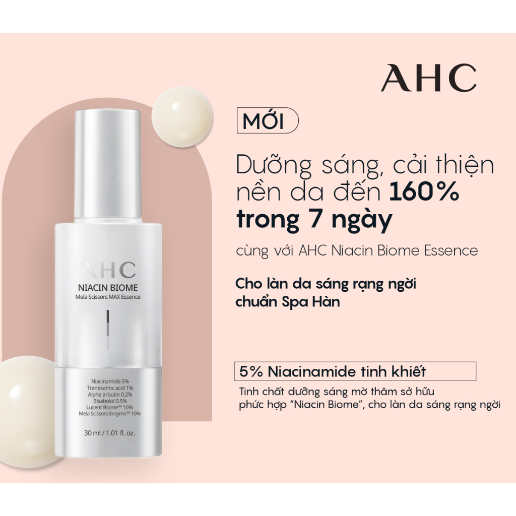 Hannah Olala x AHC x Tinh Chất Cấp Ẩm Sáng Da AHC Niacin Biome Mela Scissors Max Essence 30ml