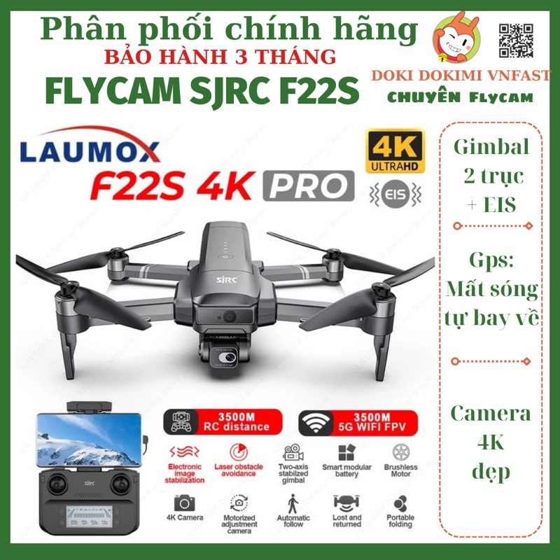 Flycam SJRC F22 4k pro, F11S 4K Pro hay gọi F11s 3km, F22S - Gimbal 2 trục EIS - BH 3 tháng