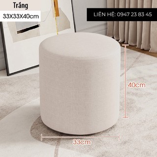 Hỏa tốc gía xưởng ghế đôn sofa ghế bàn trang điểm màu trắng kem cao 40cm đường kính 33cm